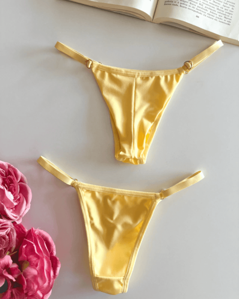 Calcinha Fio com Regulagem - Amarelo