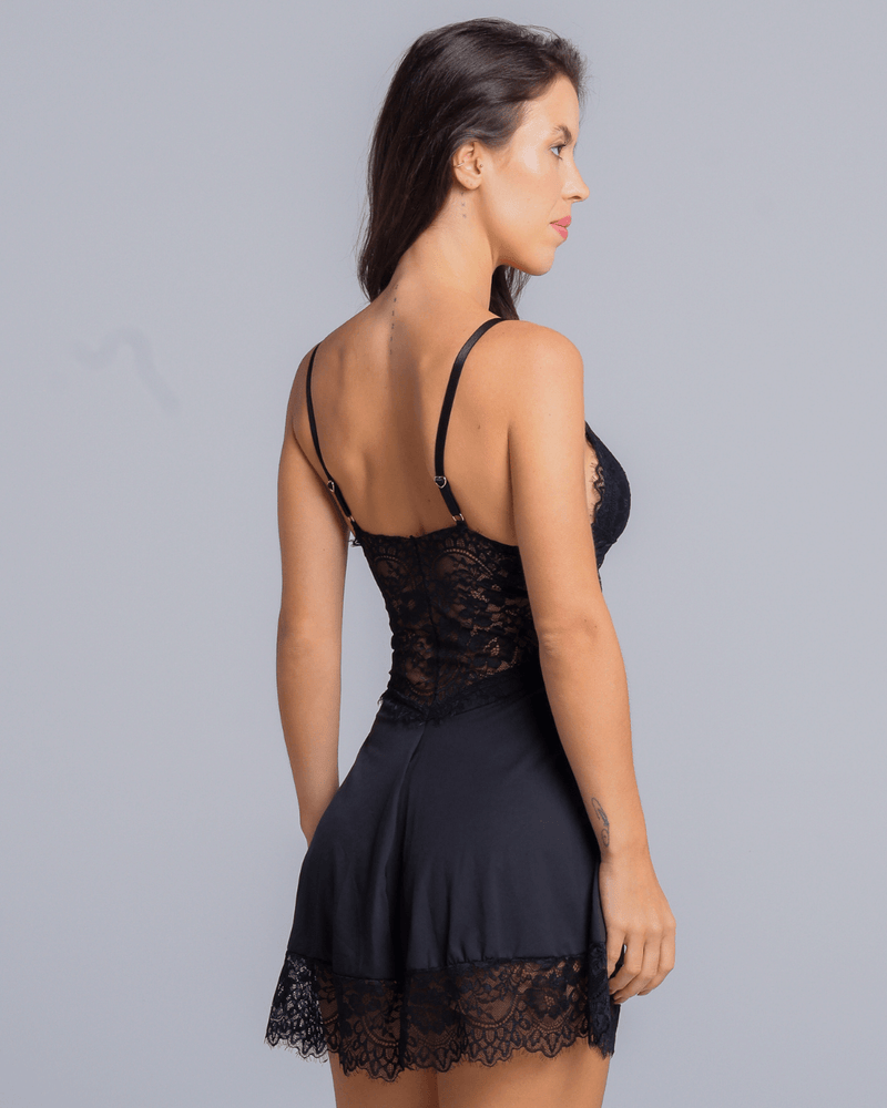 Conjunto Ophelia Camisola + Calcinha - Preto